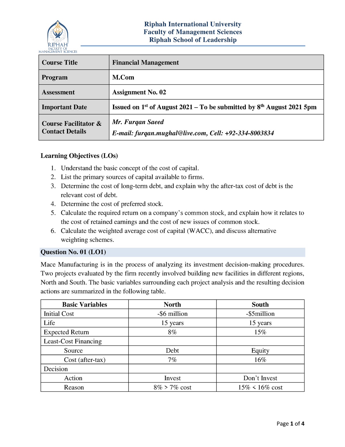 financial management assignments