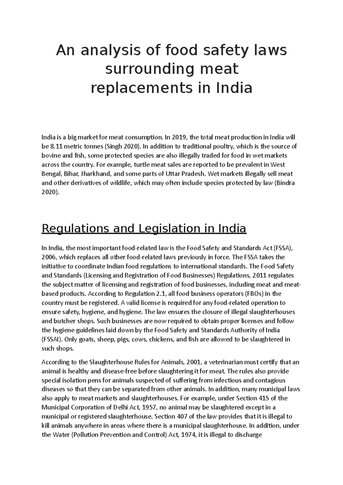 An analysis of food safety laws surrounding meat An analysis of food
