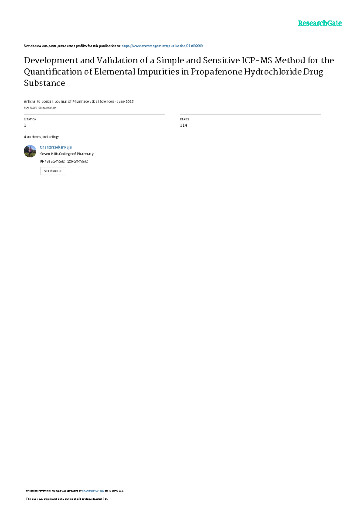 Development and Validation of a Simple and Sensiti - See discussions ...