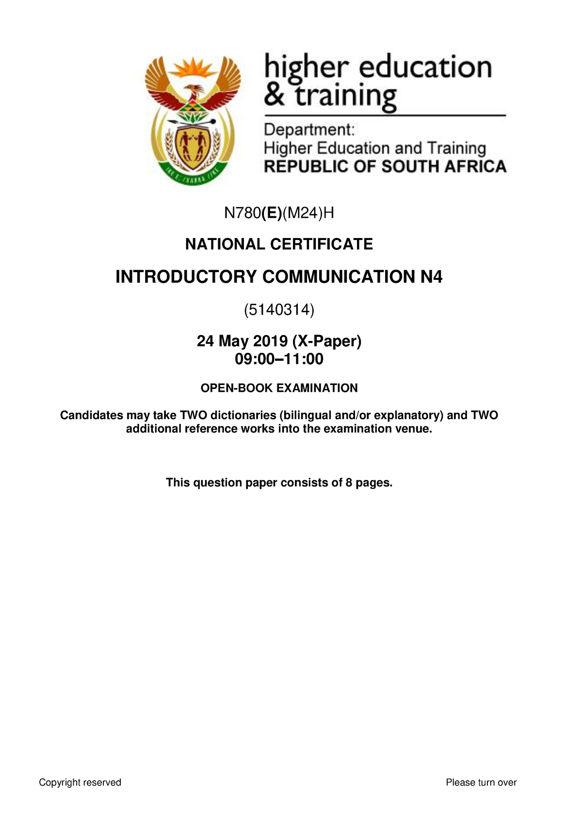 N780 - Intro Communication N4 QP JUNE 2019 - N780(E)(M24)H NATIONAL ...