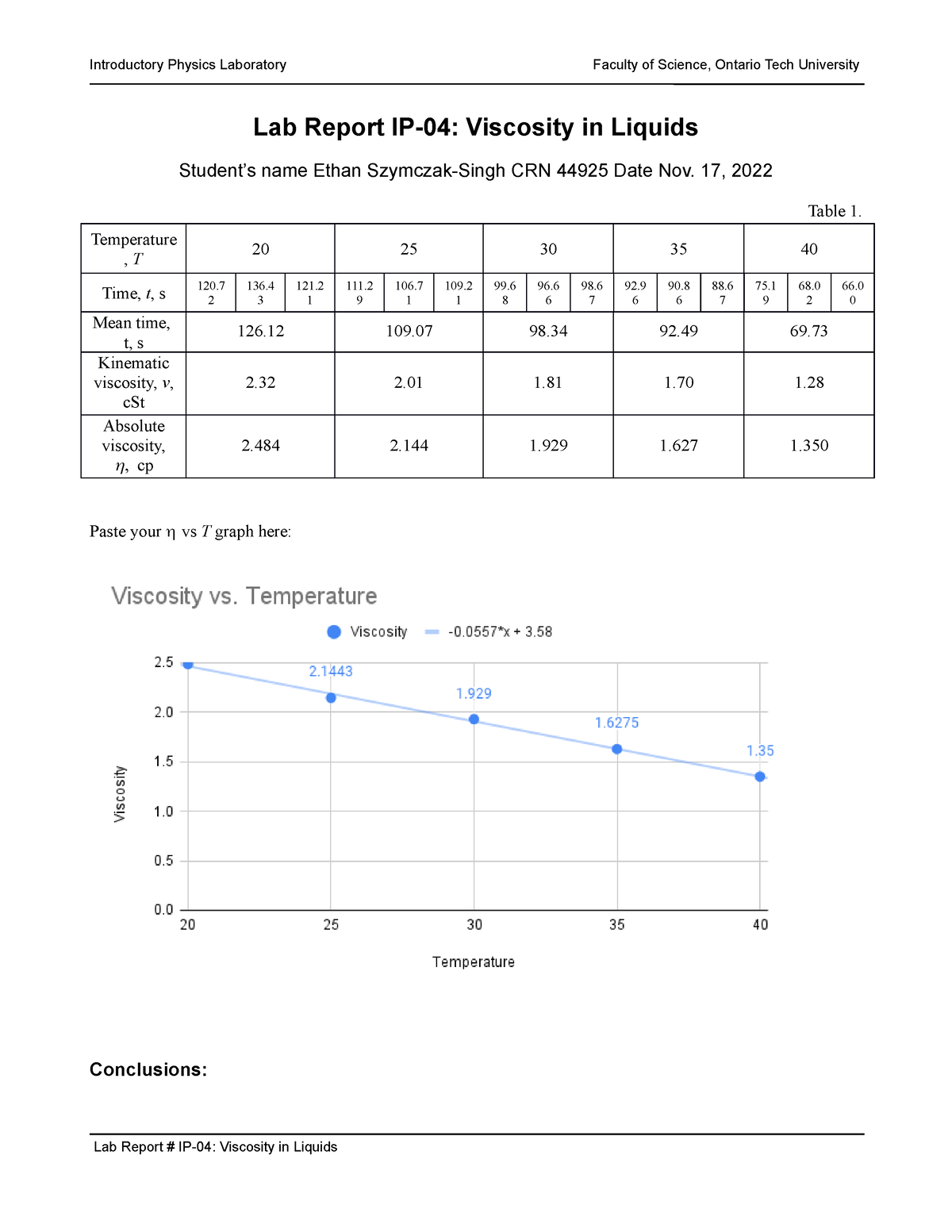 graded assignment lab report viscosity