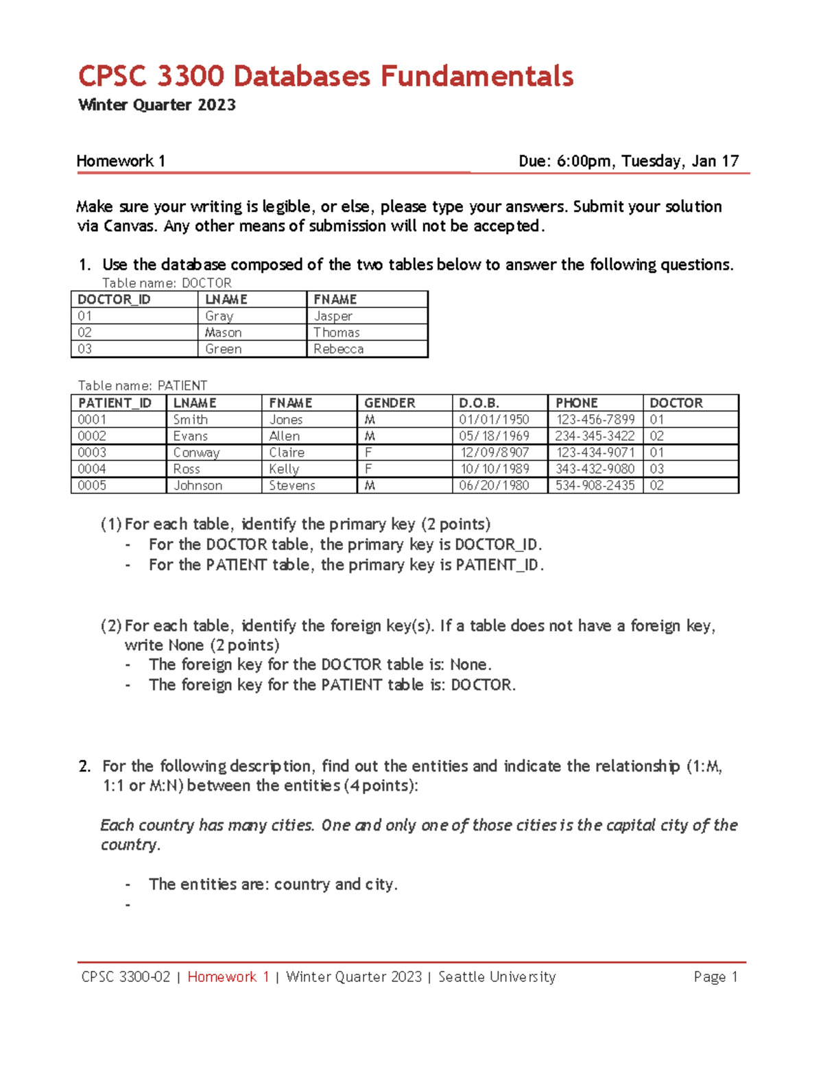 Cpsc3300 Hw1 - Homework 1 - CPSC 3300 Databases Fundamentals Winter ...