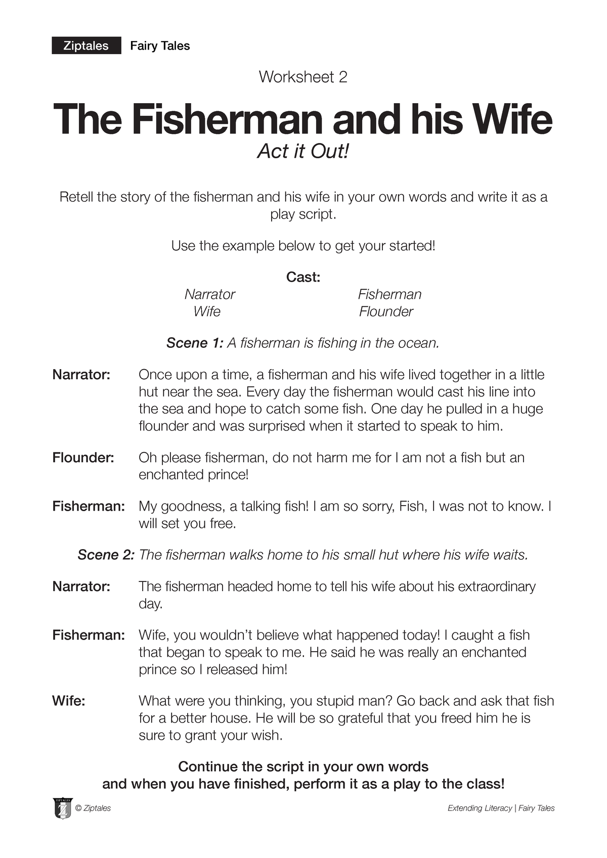 Fisherman 2 - Literature - Ziptales Fairy Tales Worksheet 2 The ...