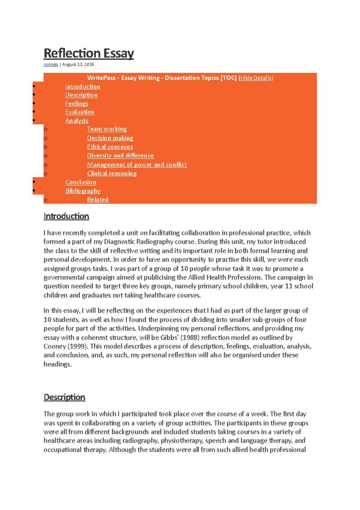 Reflection Essay Example Reflection Essay rodrigo August 13, 2016