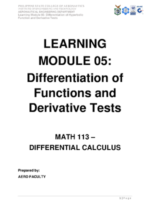 MATH 113(Aero) -Differential Calculus-Final Module no 6 - INSTITUTE OF ...
