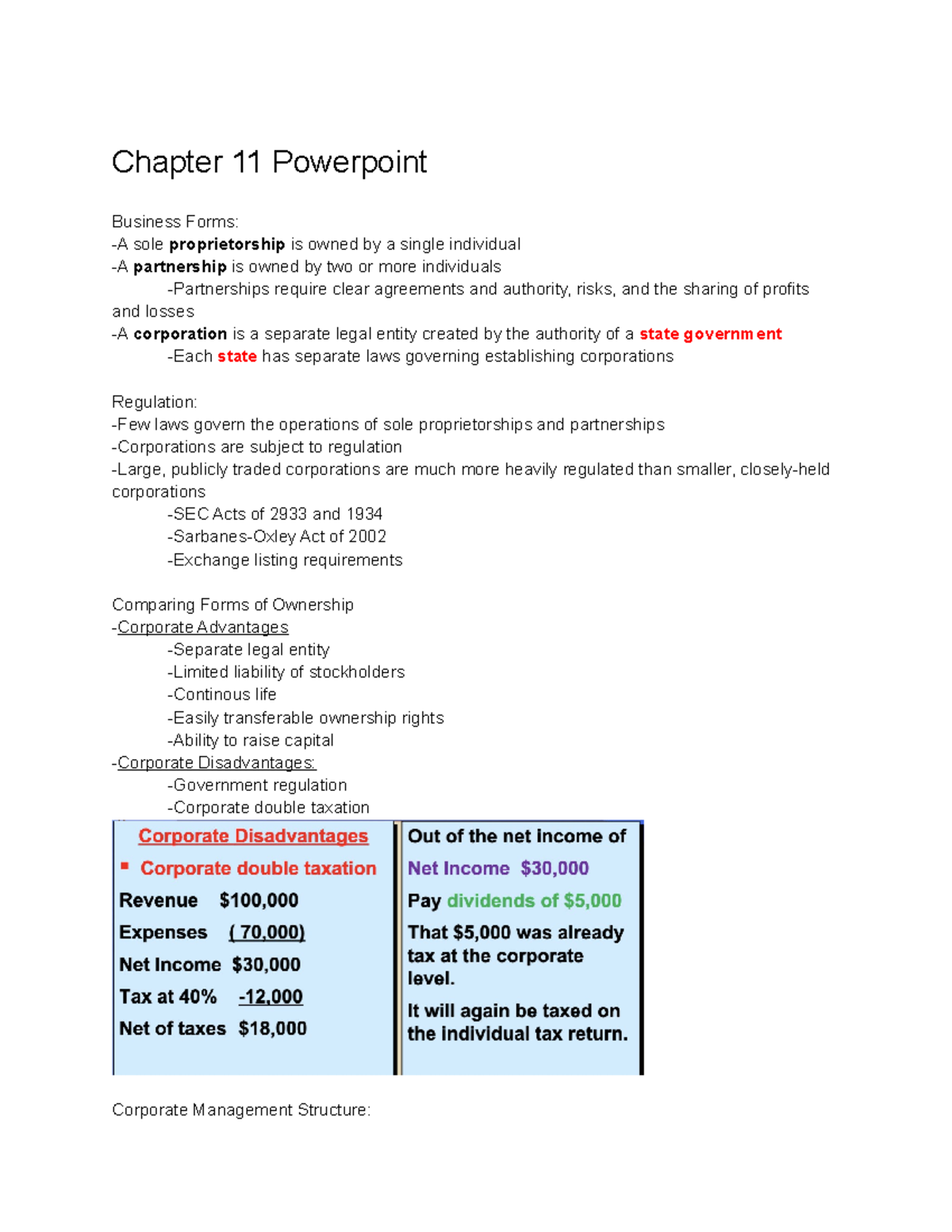 Chapter 11 Notes Chapter 11 Powerpoint Business Forms A sole