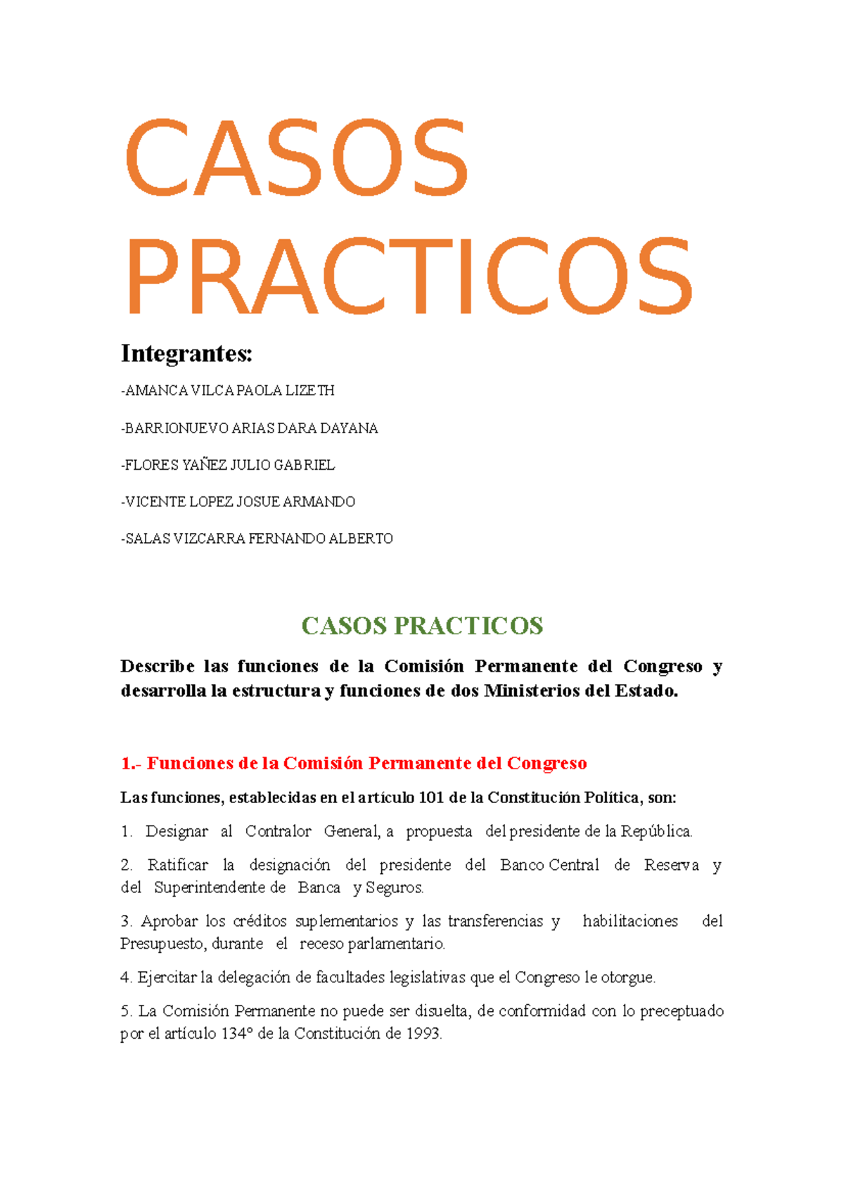 Casos Practicos - Kkkkkkkkkkkkkk - CASOS PRACTICOS Integrantes: -AMANCA ...