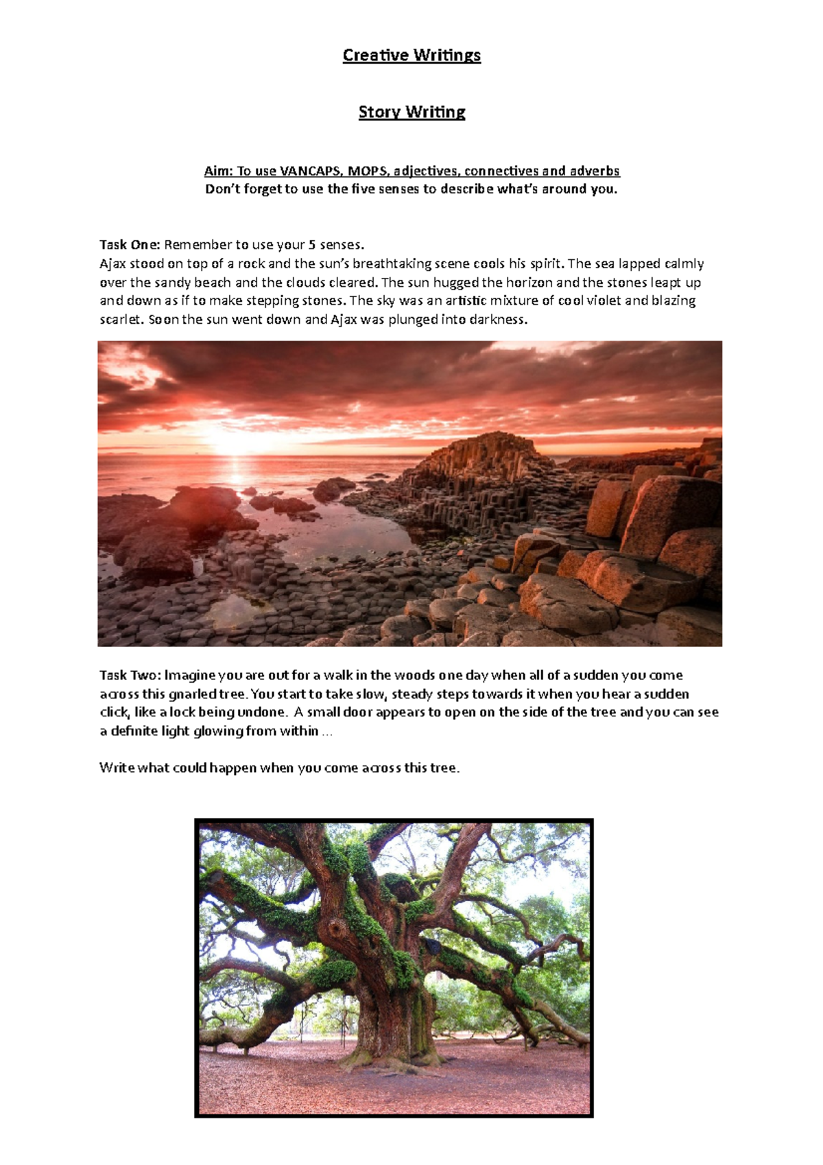 Creative Writing Tasks - Studocu