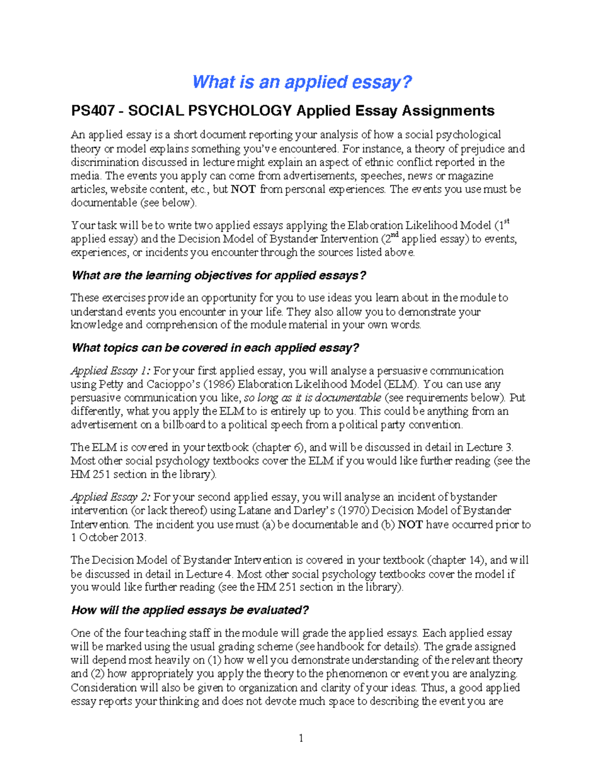 Applied Essay Assigment details 2014 - 1 What is an applied essay ...