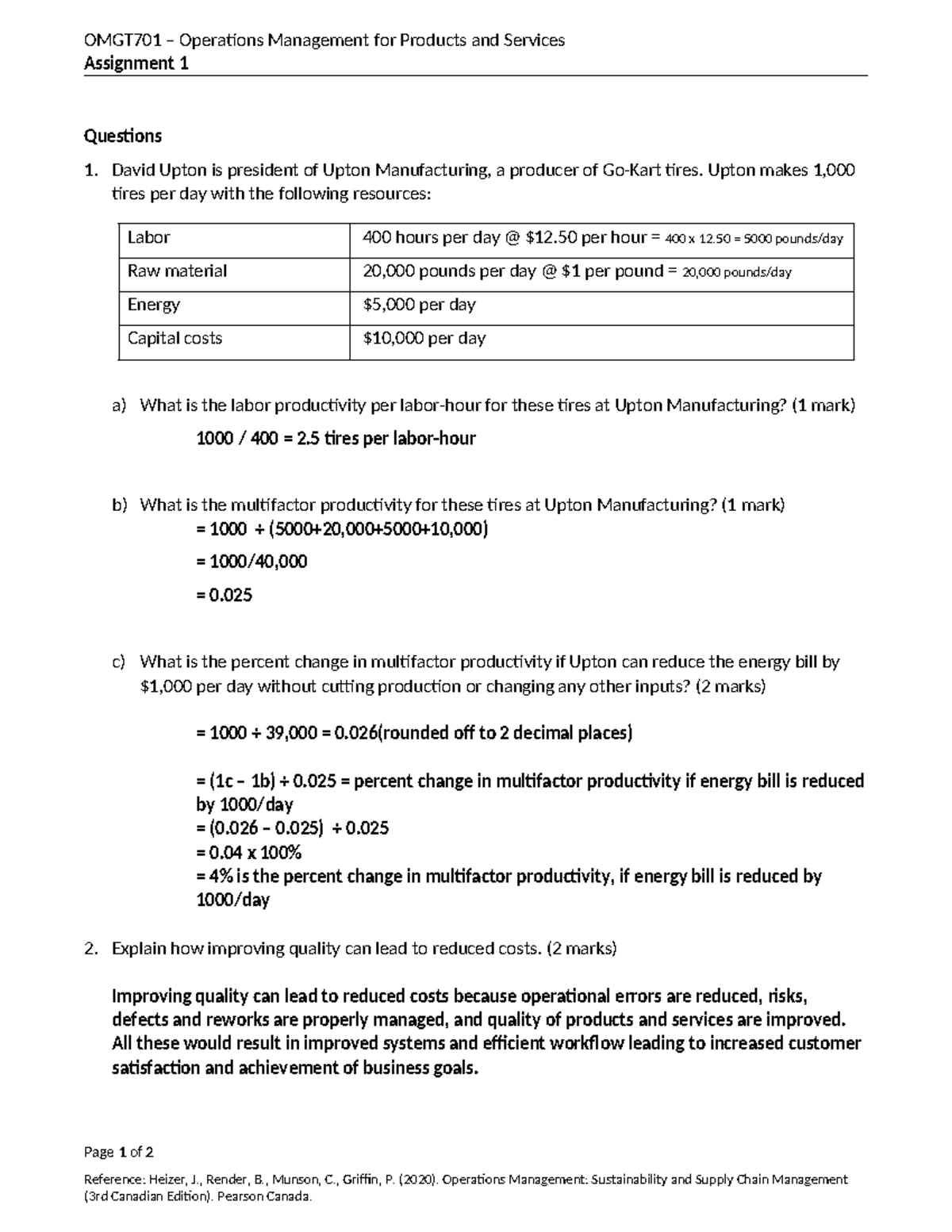 Assignment 1 For Operations Management Omgt701 Operations Management For Products And Assignment 1 For Operations Management Omgt701 Operations Management For Products And