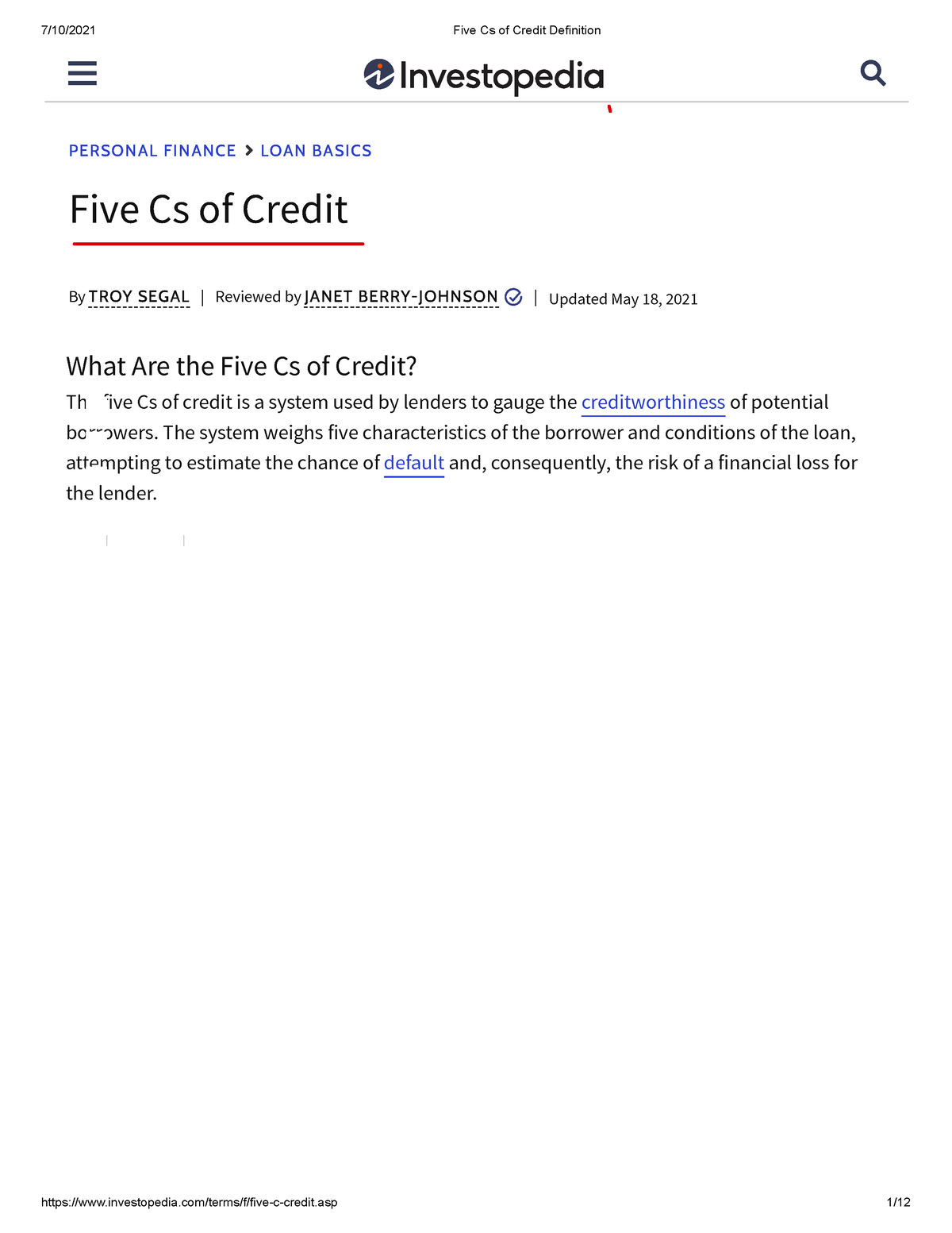 11-five-cs-of-credit-definition-personal-finance-loan-basics-what