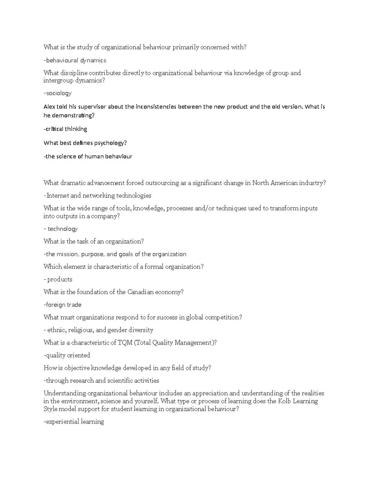 Chapter 1 OB - Lecture - What is the study of organizational behaviour ...