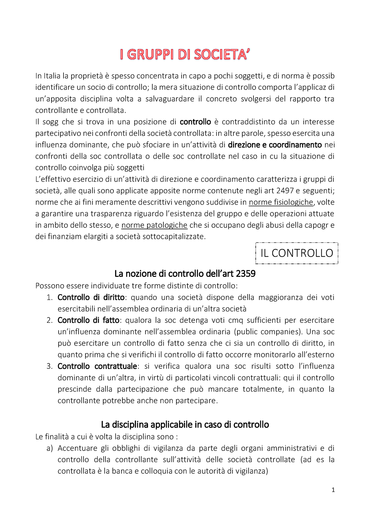 Riassunto Diritto Commerciale II Modulo - UniMC - Studocu