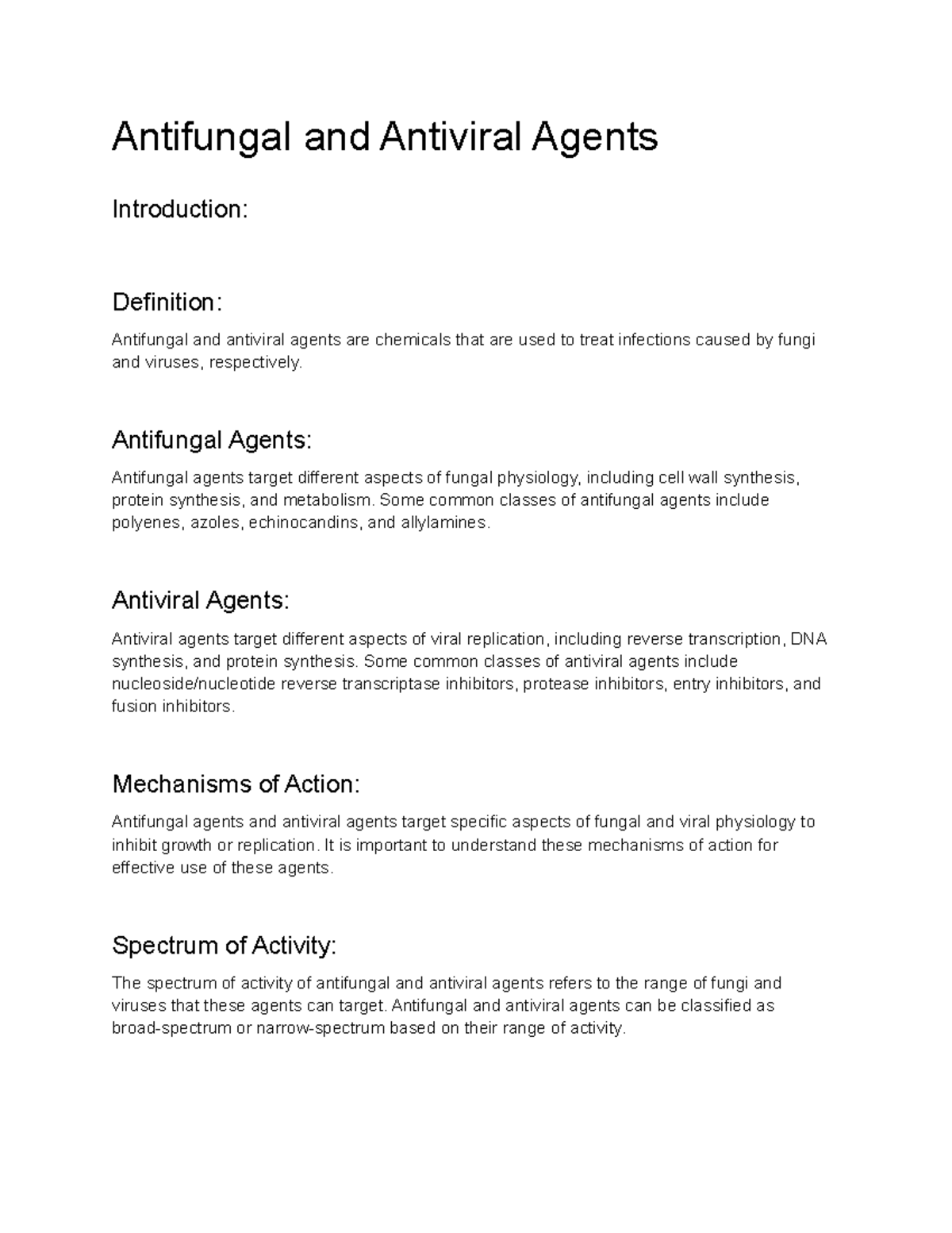 Microbiology (BIO2010 ) Lecture 43 Antifungal and Antiviral Agents