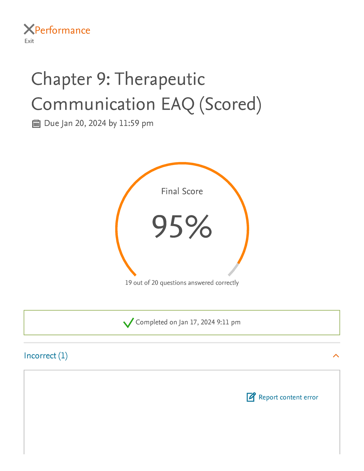 Ch 9 - EAQ CH9 - Exit Performance Chapter 9: Therapeutic Communication ...