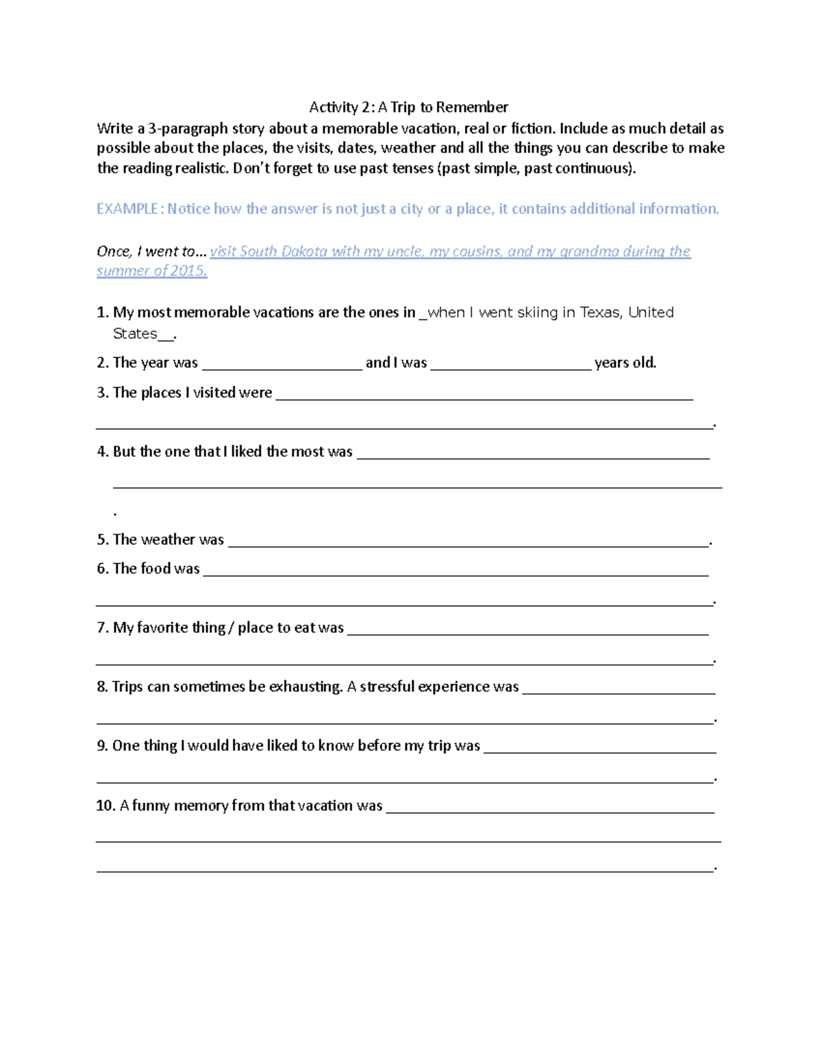 Resource activity 2 - actividad 2 ingles nivel 2 univercidad - Activity ...