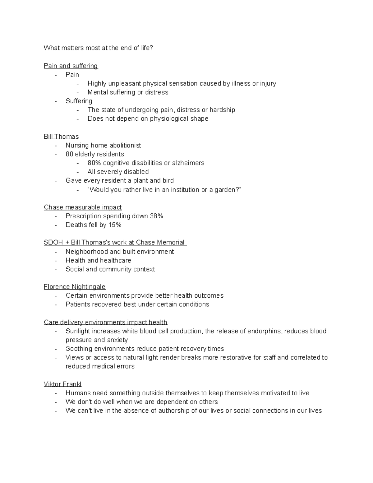 Health sci week 7 - Elysée Nouvet - What matters most at the end of ...