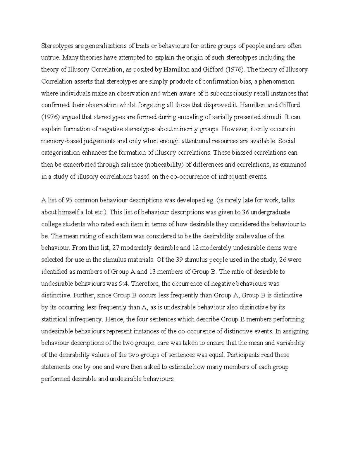 Stereotypes - Paper 1 - Stereotypes are generalisations of traits or ...