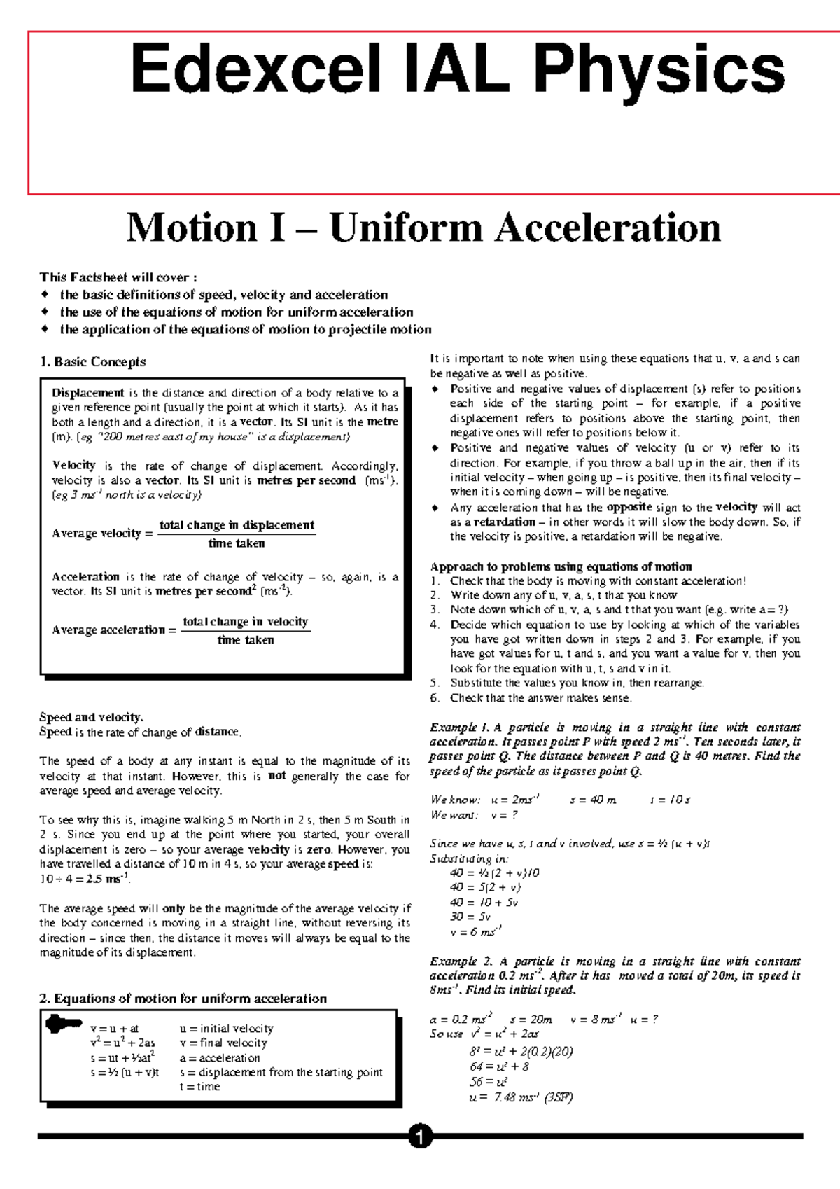 Combined notes unit 1 edexcel physics a level 1 - April 2001 Number 13 ...
