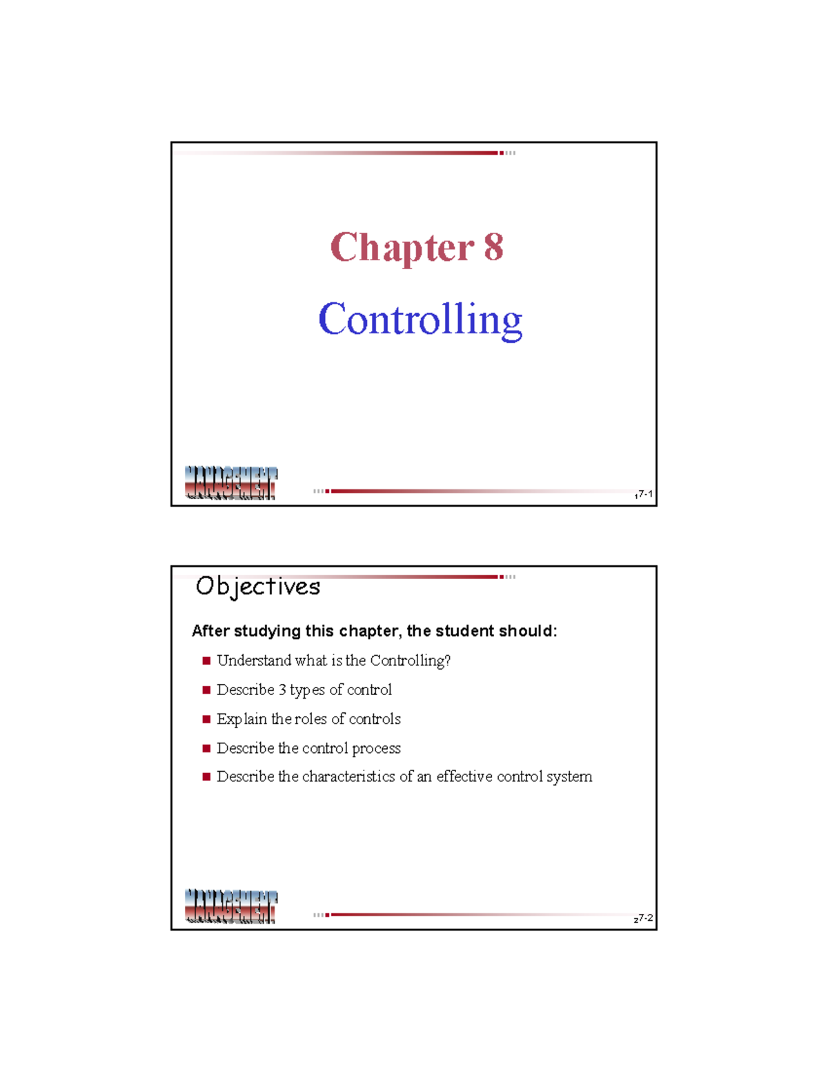 Chap 8 Controlling - good - - Studocu