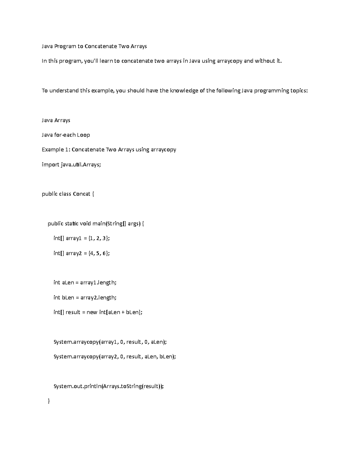 Java Program 59 - Assignment - Java Program to Concatenate Two ArraysIn ...