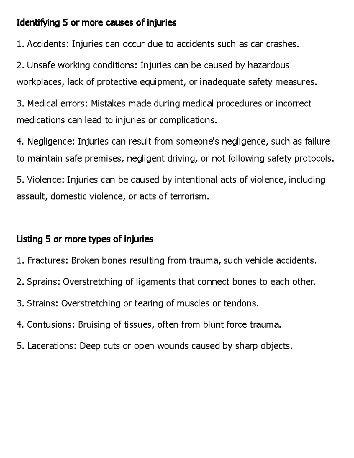 PE 4 - An essay on physiotherapy - Identifying 5 or more causes of ...