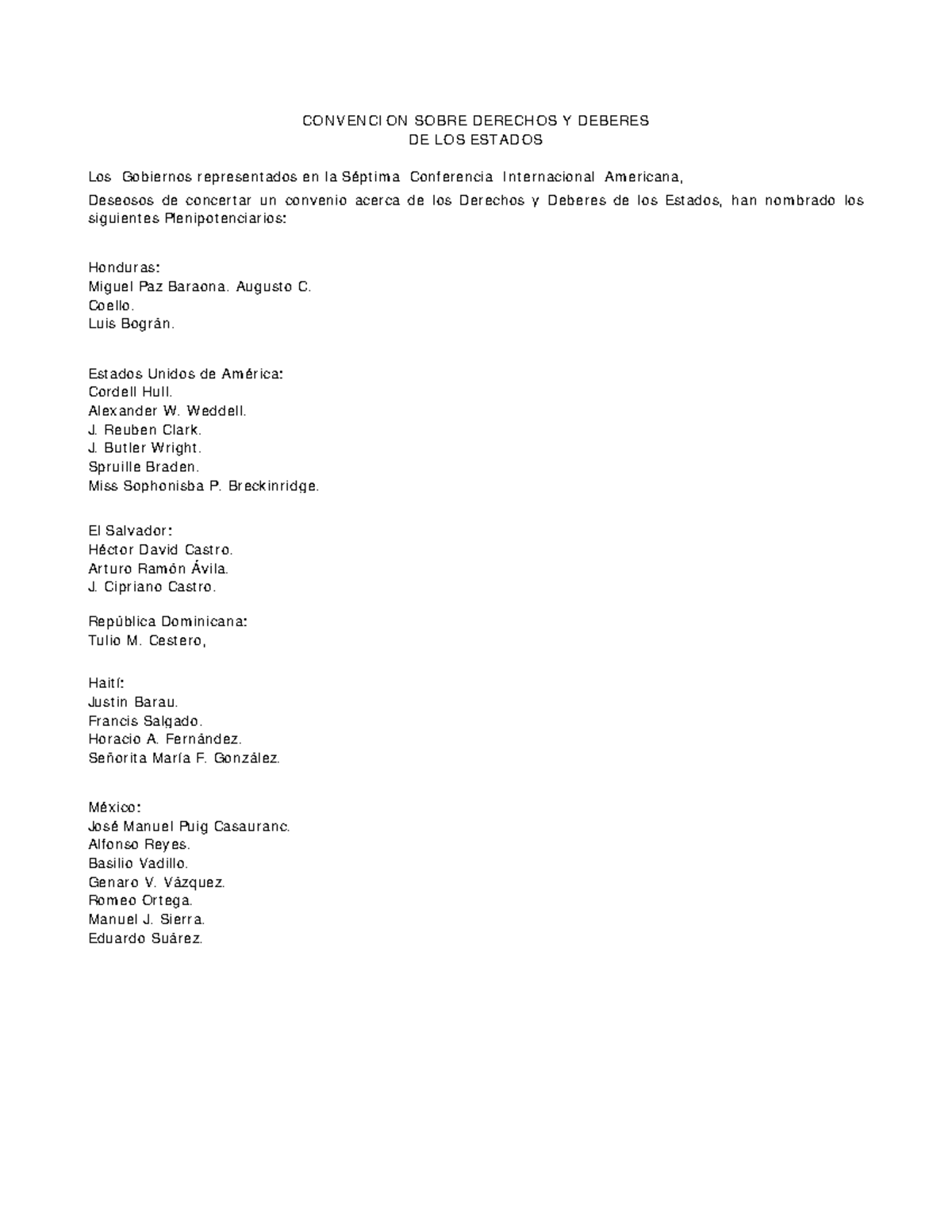 Derechos Y Deberes DE LOS Estados - CONVENCION SOBRE DERECHOS Y DEBERES ...