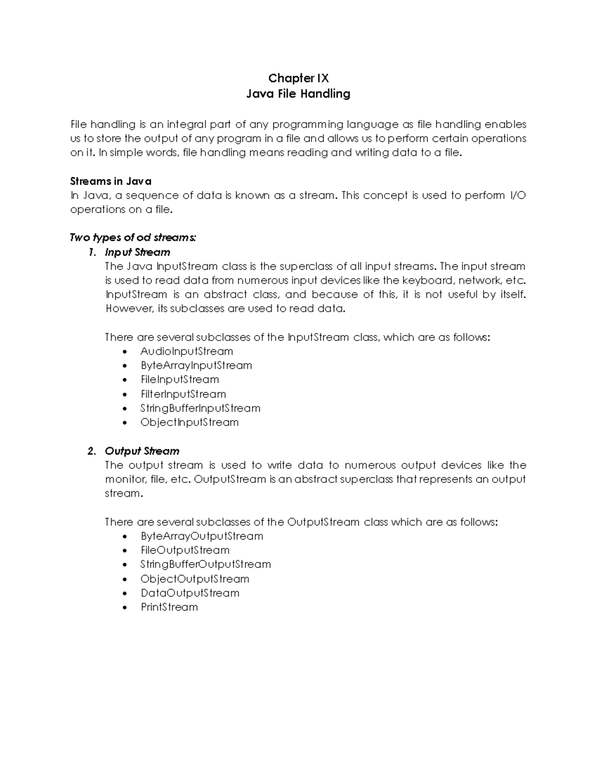 Module 9 - Java File Handling - Chapter IX Java File Handling File ...