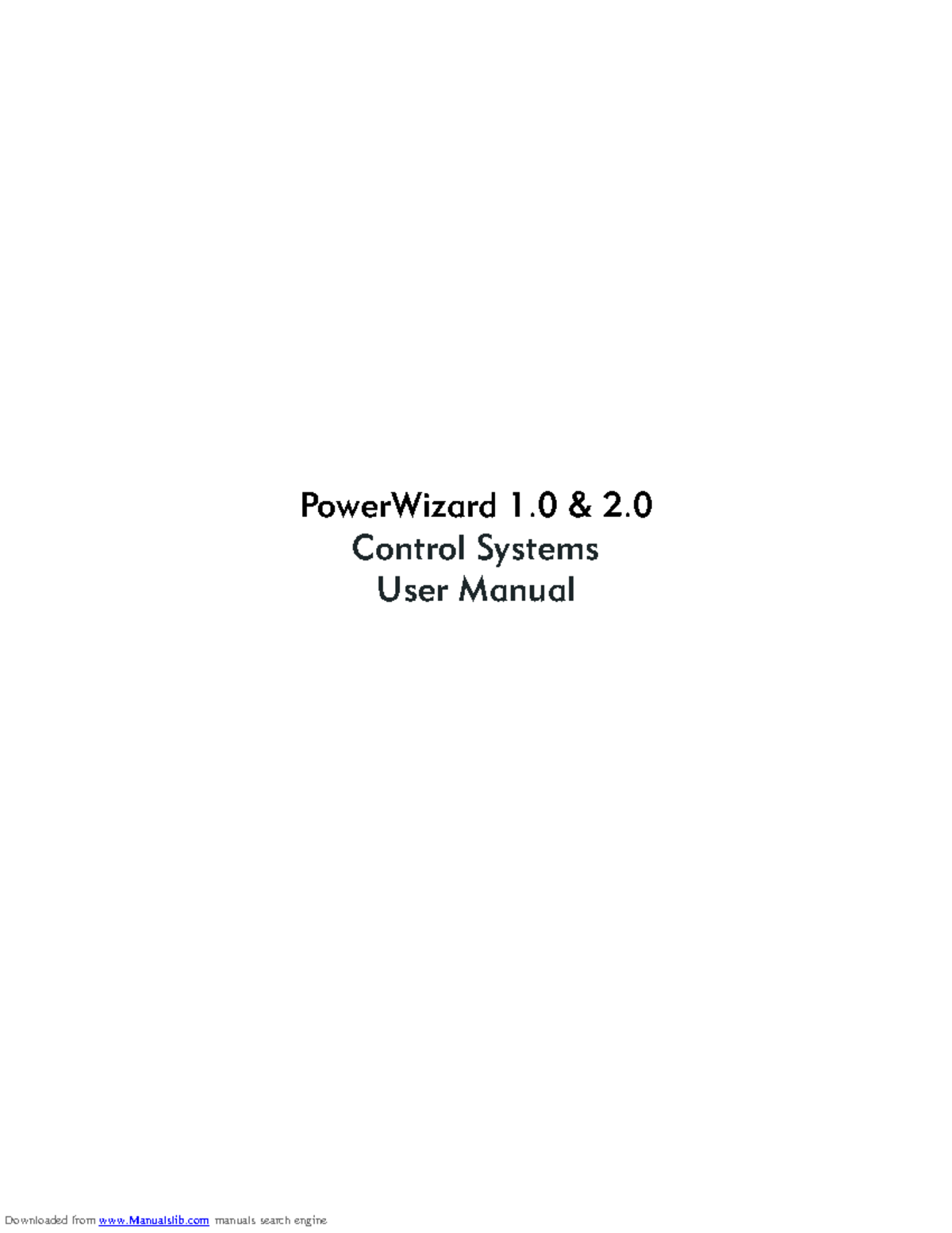 Powerwizard 10 - PowerWizard 1 & 2. Control Systems User Manual ...