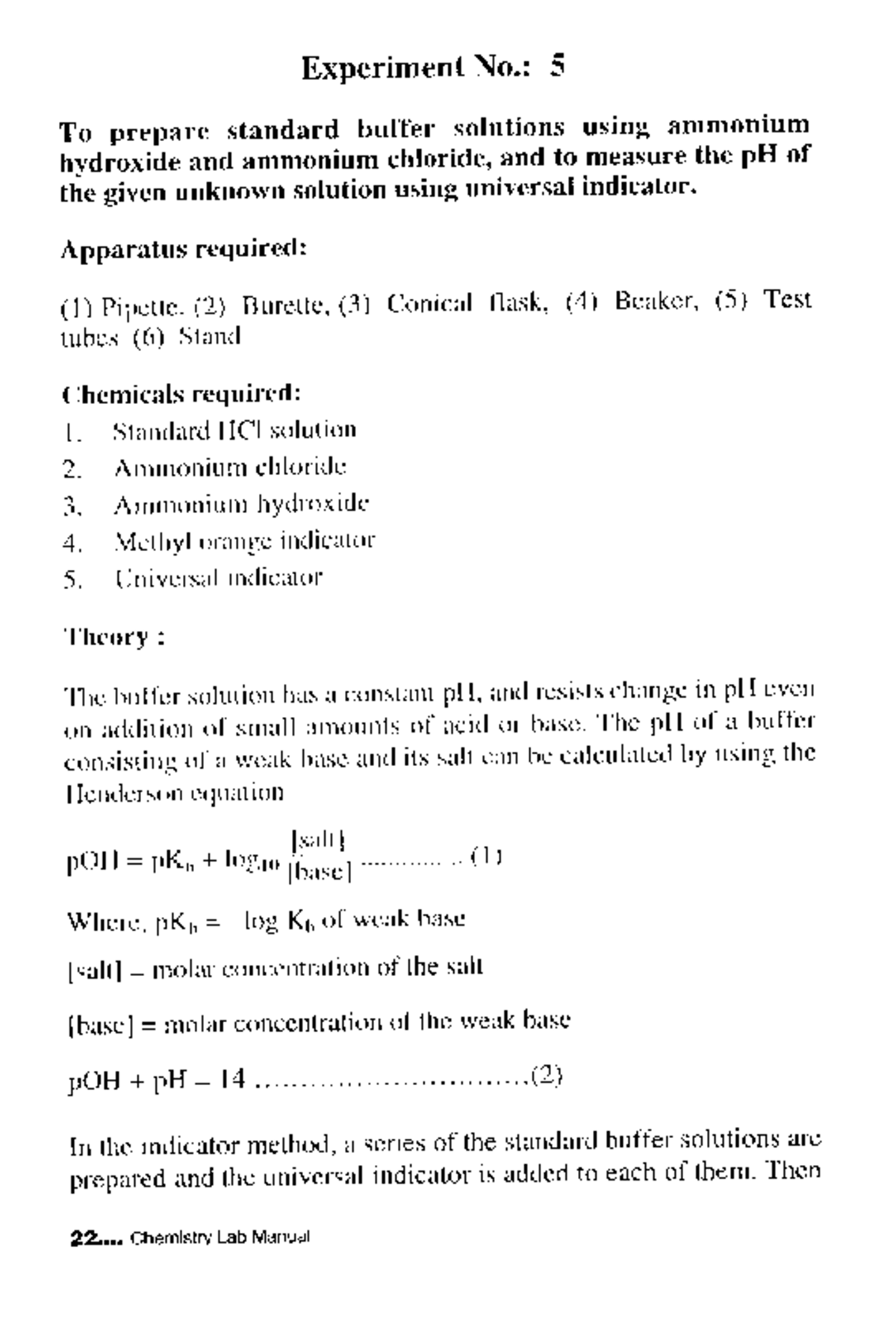 Experiment 5 preparation of buffers chemistry Studocu