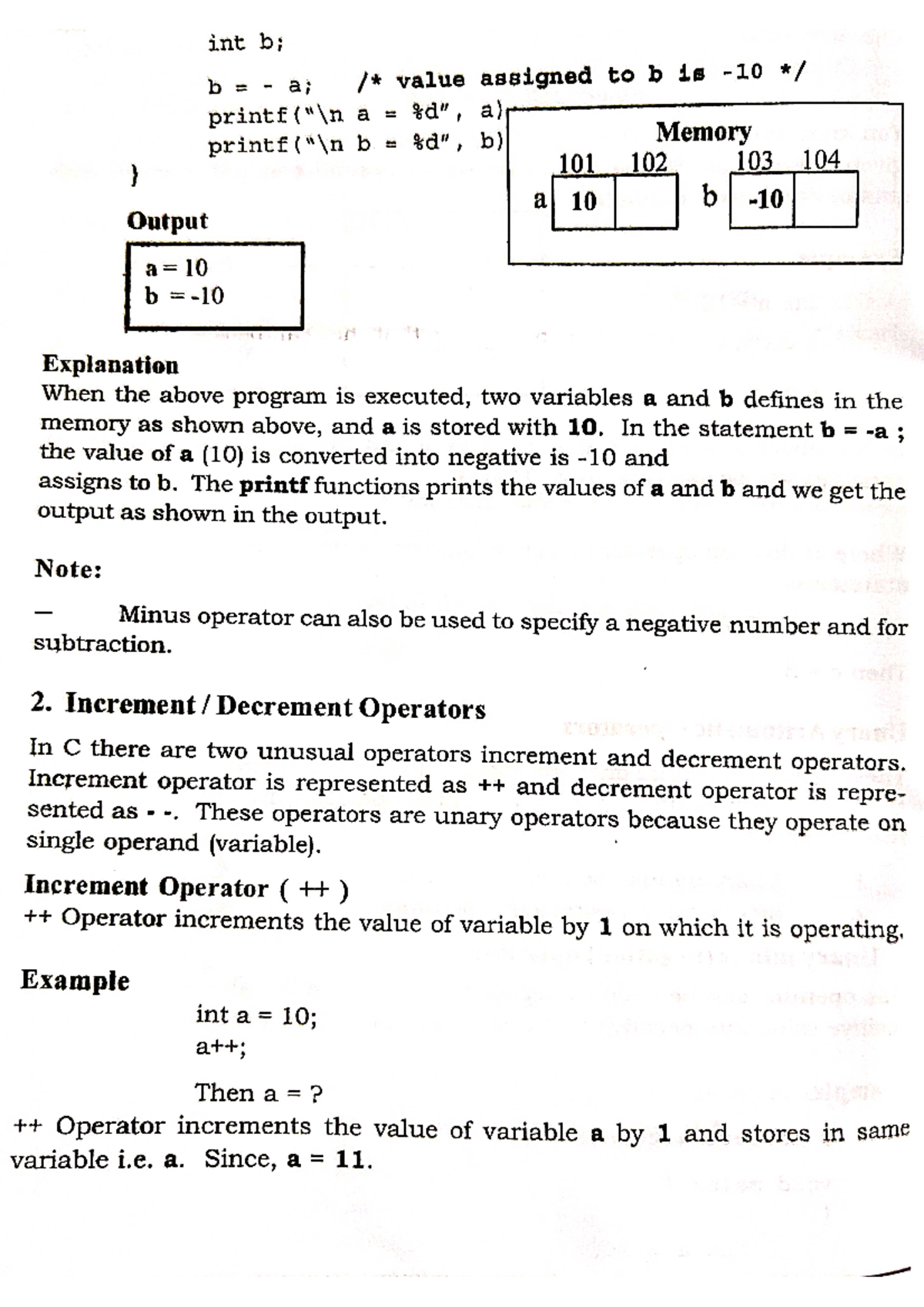 Increment - Decrement in C - Computer science - Studocu