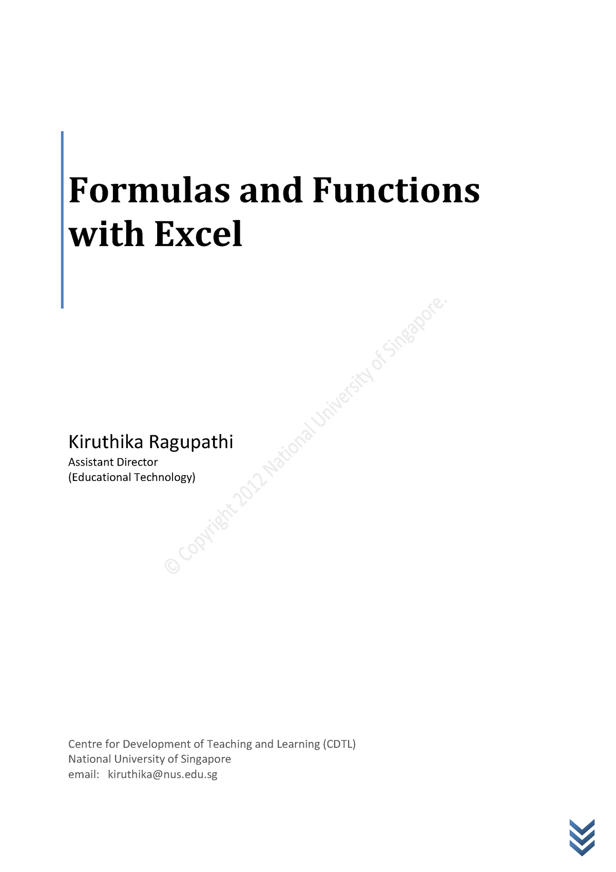 Formulas and Functions with Excel And Notes - Centre for Development of ...