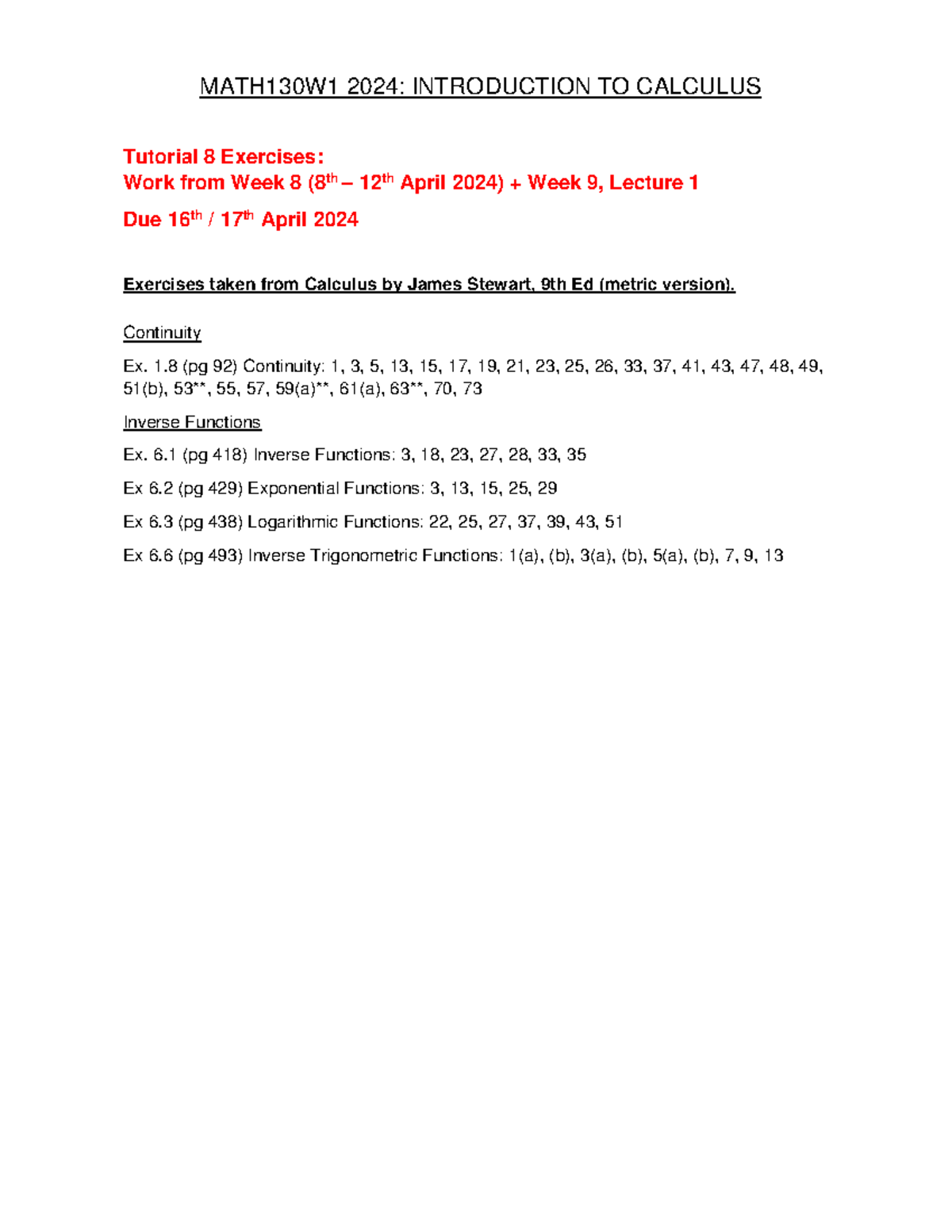 MATH130 W1 2024 Tutorial 8 with exercises and answers - MATH130W1 2024 ...