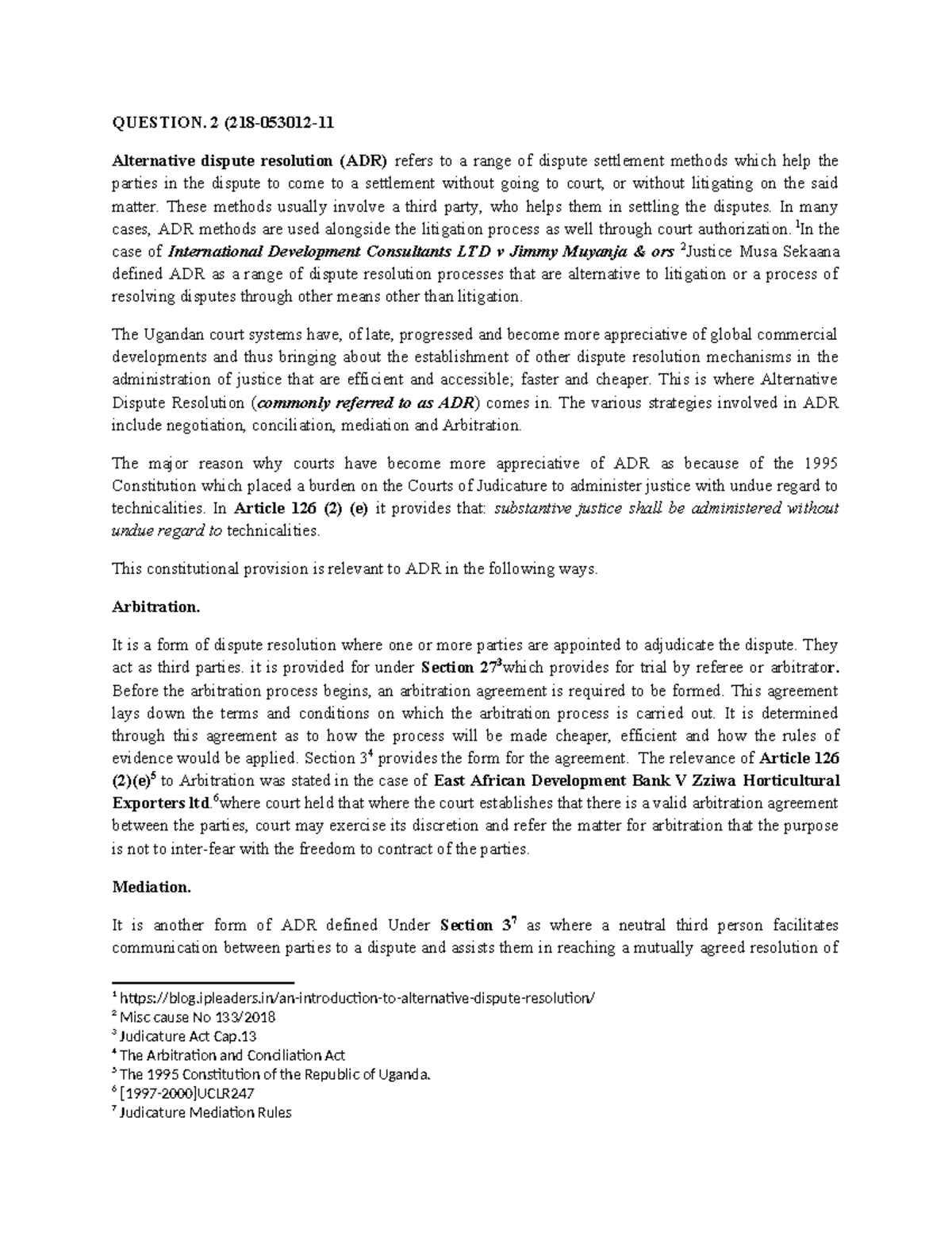 ADR TEST ERON - adr - Admistrative law - IUIU - Studocu