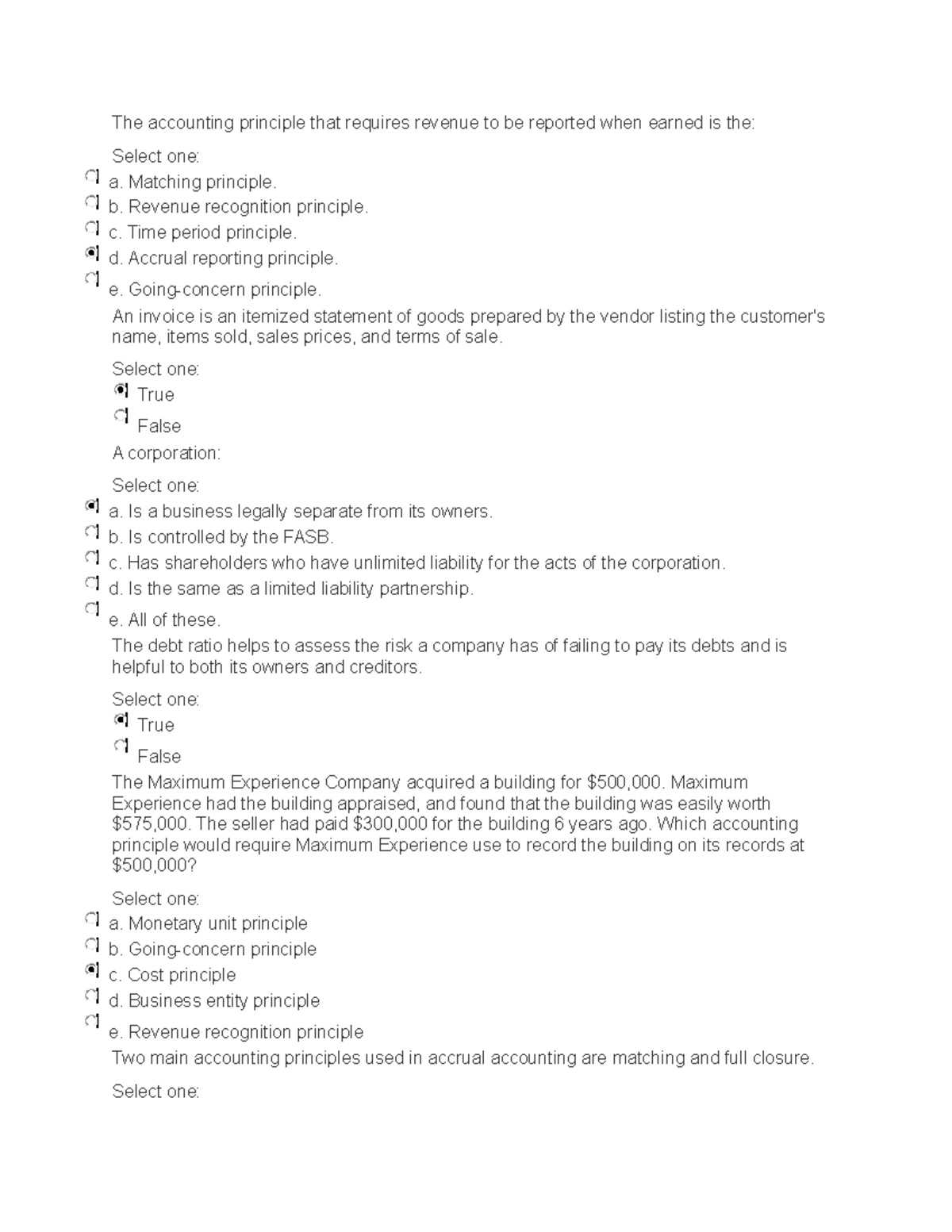 Midterm Exam 2 - exam - The accounting principle that requires revenue ...