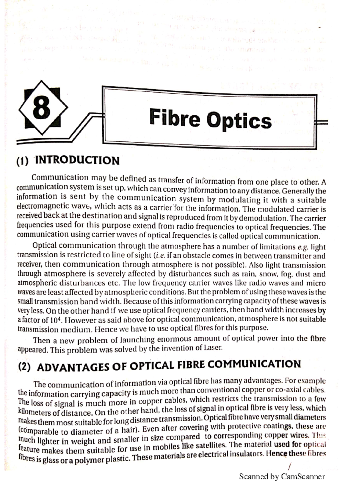 CH 8 - Fiber Optics - These Are The Notes Given By Our Professor ...