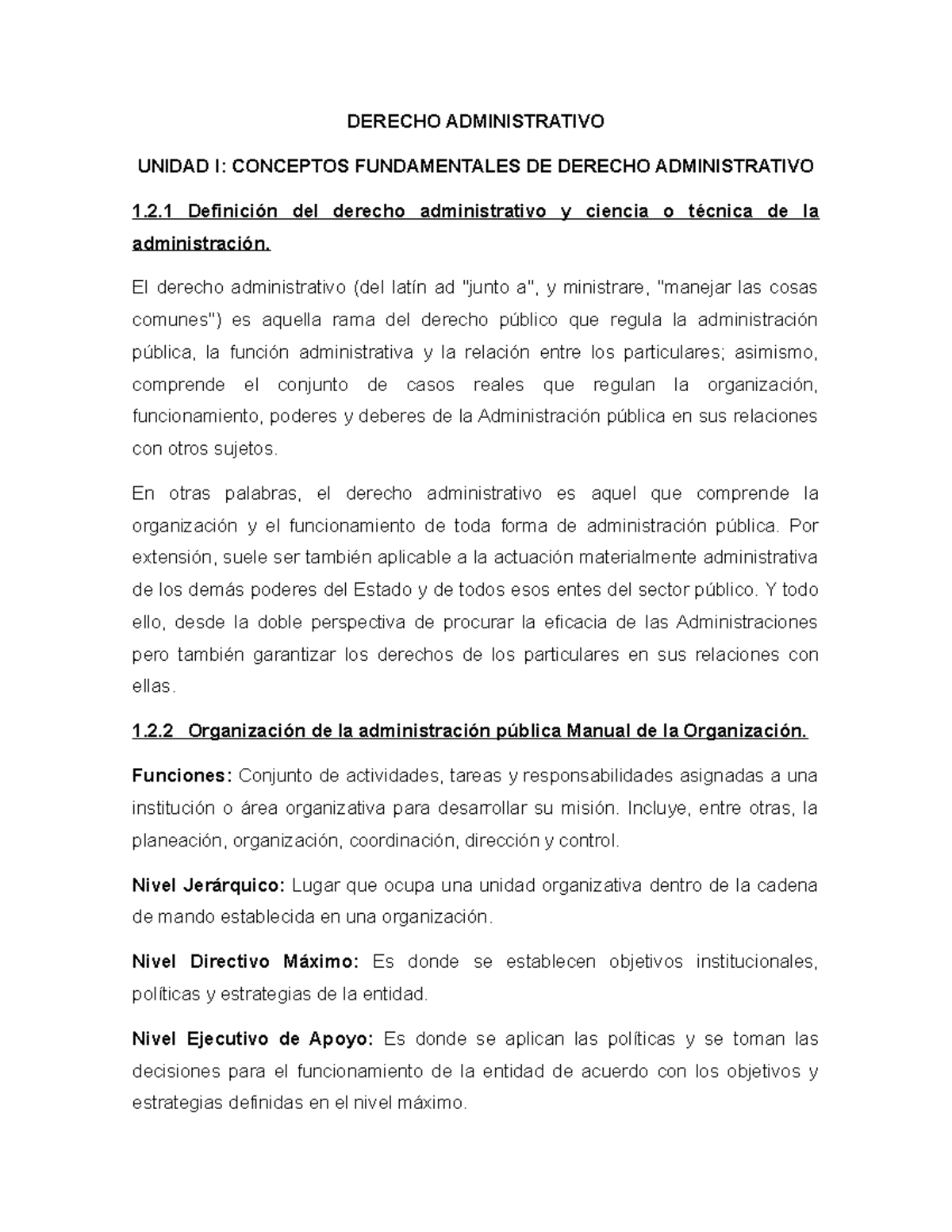 Derecho Administrativo Unidad 1 Derecho Administrativo Unidad I Conceptos Fundamentales De 4195