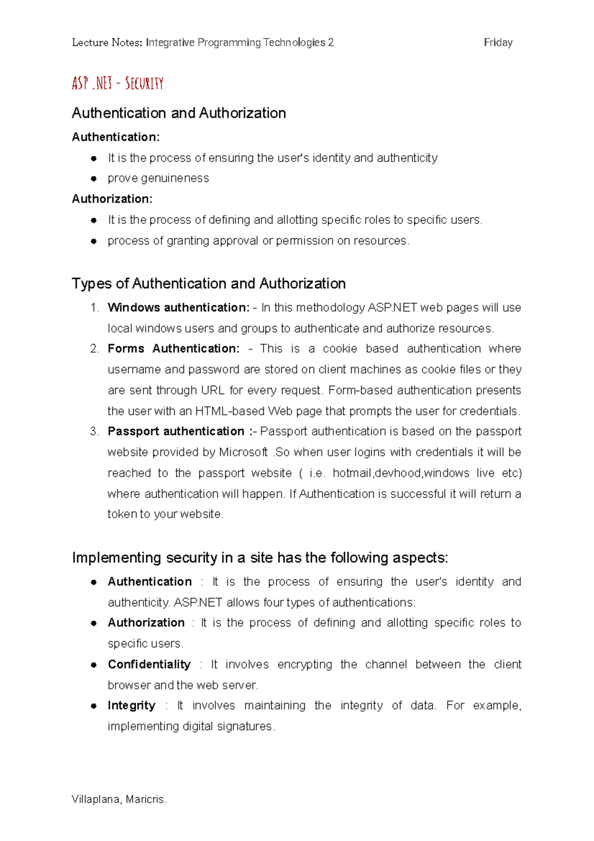 ASP .NET - Security(Week14-15 Lecture Notes) - Lecture Notes ...