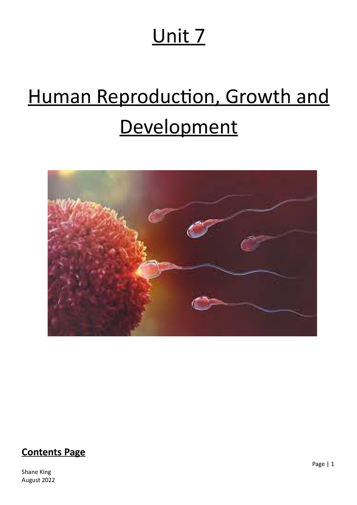 Human Reproduction Growth And Development Unit Unit Human Reproduction Growth And