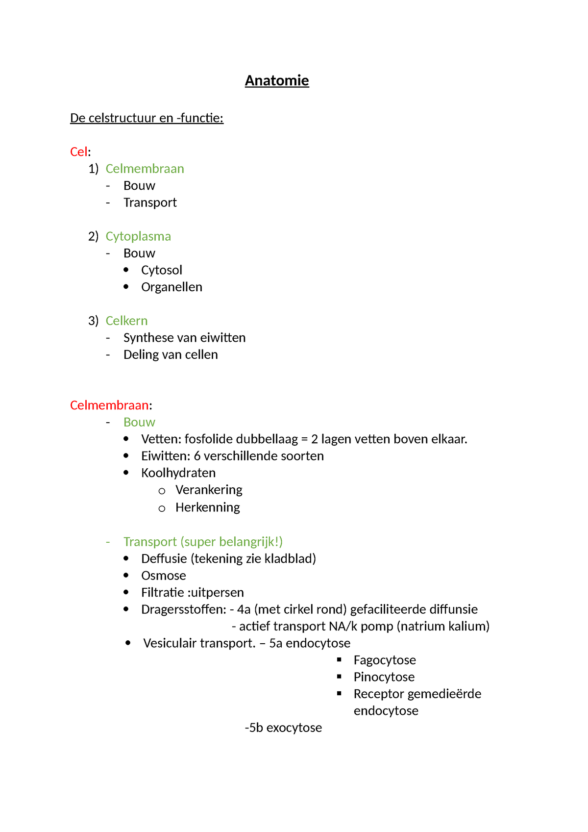 De Celstructuur - Samenvatting Anatomie & Fysiologie - Anatomie De ...