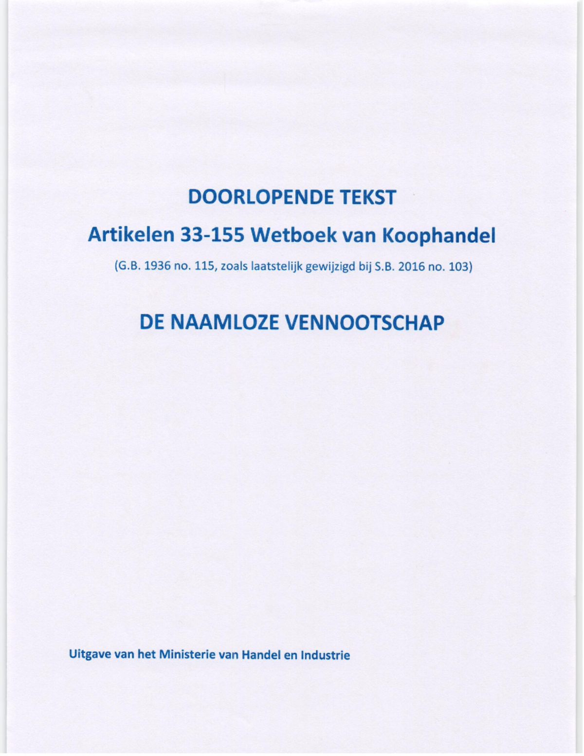 Doorlopende-tekst-wvk-nv-regeling-art-33-155 - Privaatrecht - Studocu