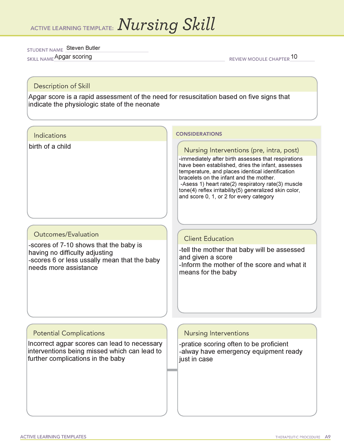 Apgar scoring of a new born - ACTIVE LEARNING TEMPLATES THERAPEUTIC ...