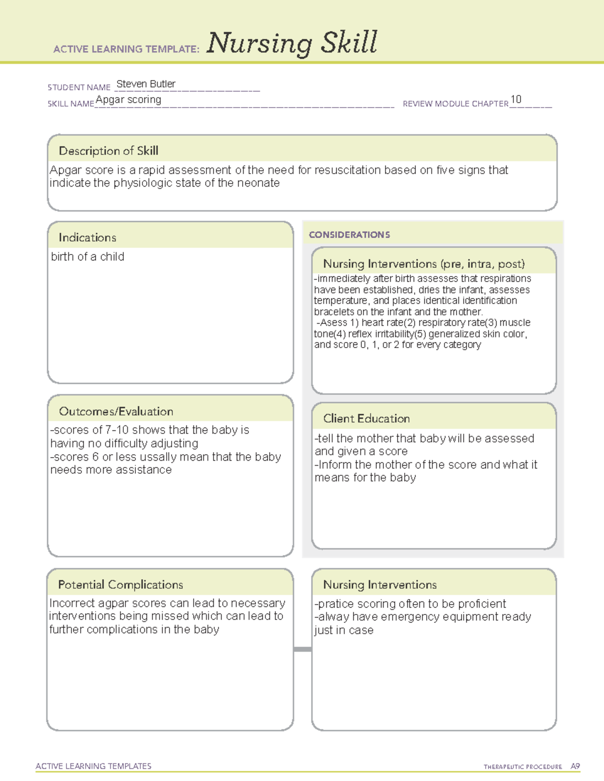 Apgar scoring of a new born - ACTIVE LEARNING TEMPLATES THERAPEUTIC ...