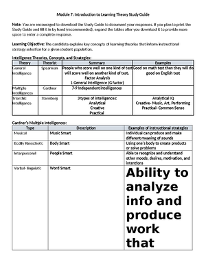 Module 5 Study Guide - Module 5: Developmental Barriers to Learning and ...