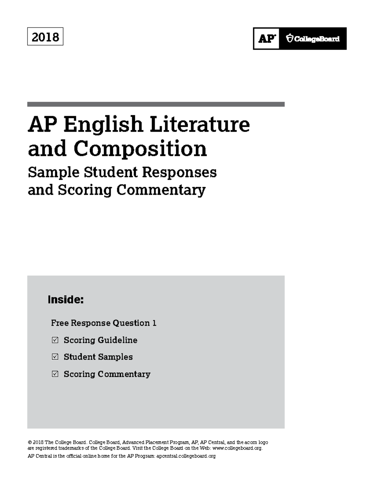 ap lit question 1 sample essays