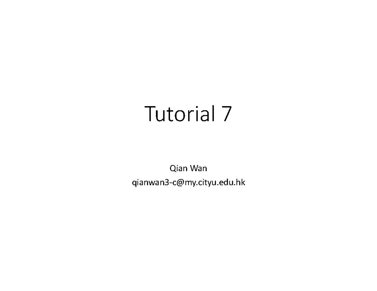 Tutorial 7-2 - Data Engineering - CityU - Studocu