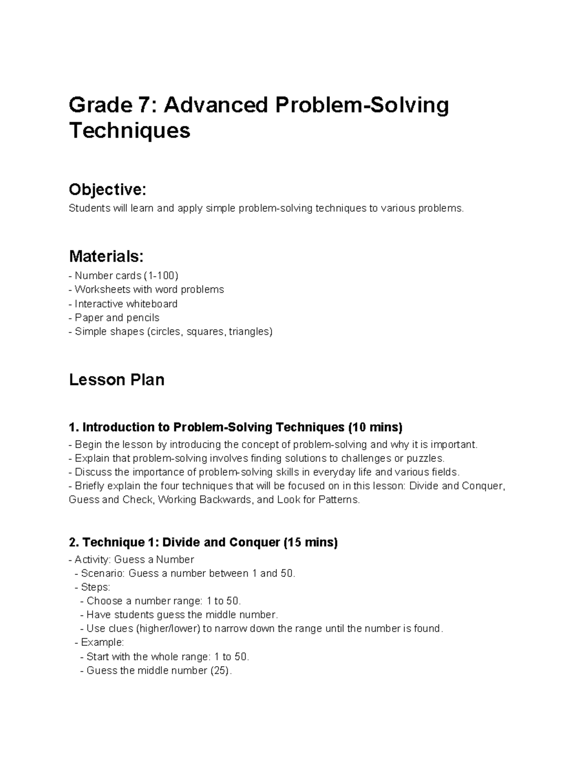 Grade 7 Advanced Problem-Solving Techniques - Grade 7: Advanced Problem ...