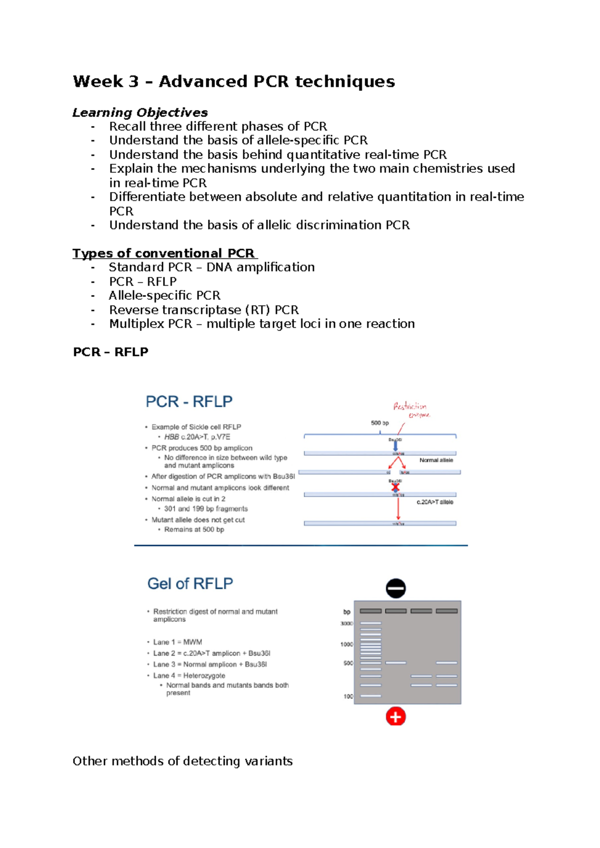 Week 3 Lecture Notes - Week 3 – Advanced PCR techniques Learning ...
