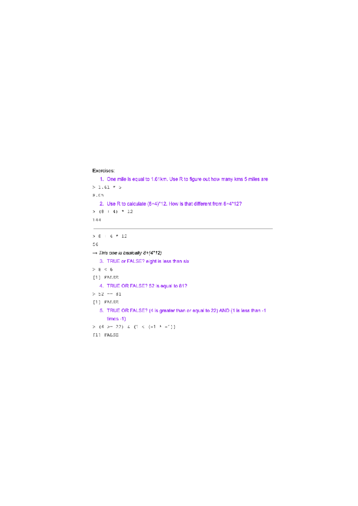 Practice questions for R, topic: Operators - PSYC30013 - Studocu