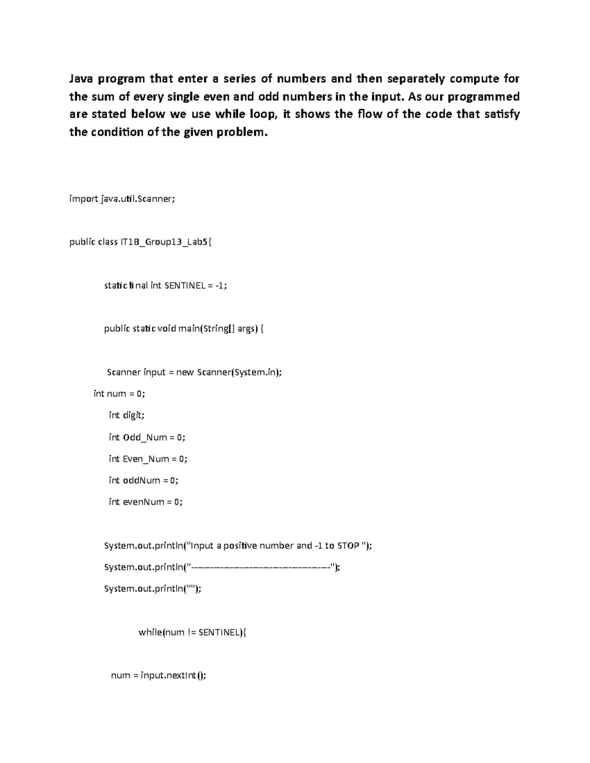Code for Computing a series of number using loops with Description ...